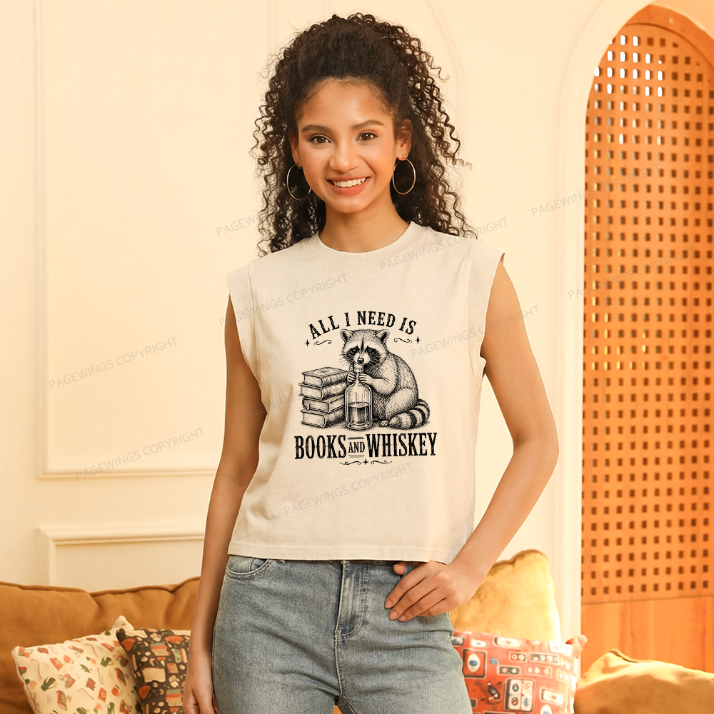 Pagewings All I Need Is Books And Whiskey Women's Washed Tank Top
