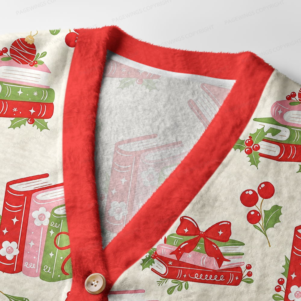 Pagewings Christmas Bookish Light Knit Unisex Cardigan Sweaters