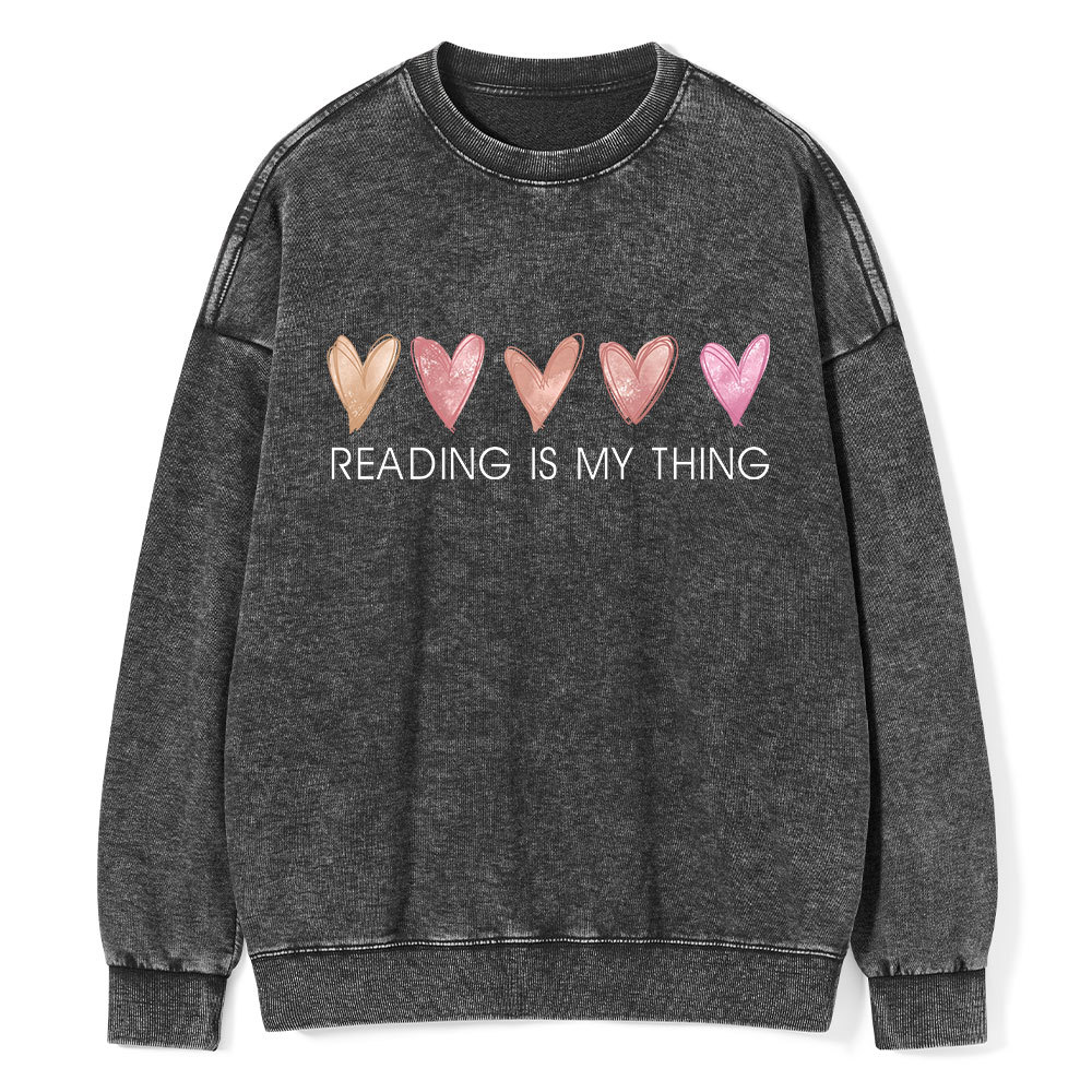 Pagewings Reading is My Thing Unisex Washed Sweatshirt