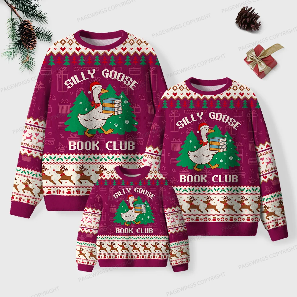 Pagewings Silly Goose Book Club Unisex Ugly Knit Sweatshirt