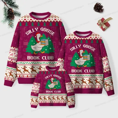 Pagewings Silly Goose Book Club Unisex Ugly Knit Sweatshirt