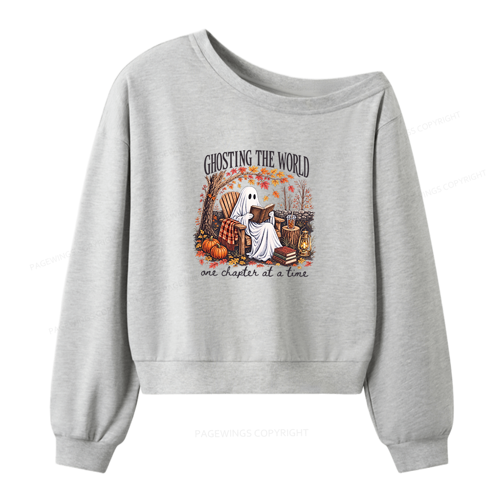 Pagewings Ghosting The World Sublimation Women Off Shoulder Sweatshirt