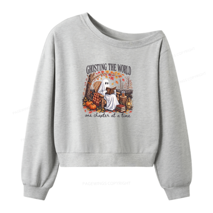 Pagewings Ghosting The World Sublimation Women Off Shoulder Sweatshirt