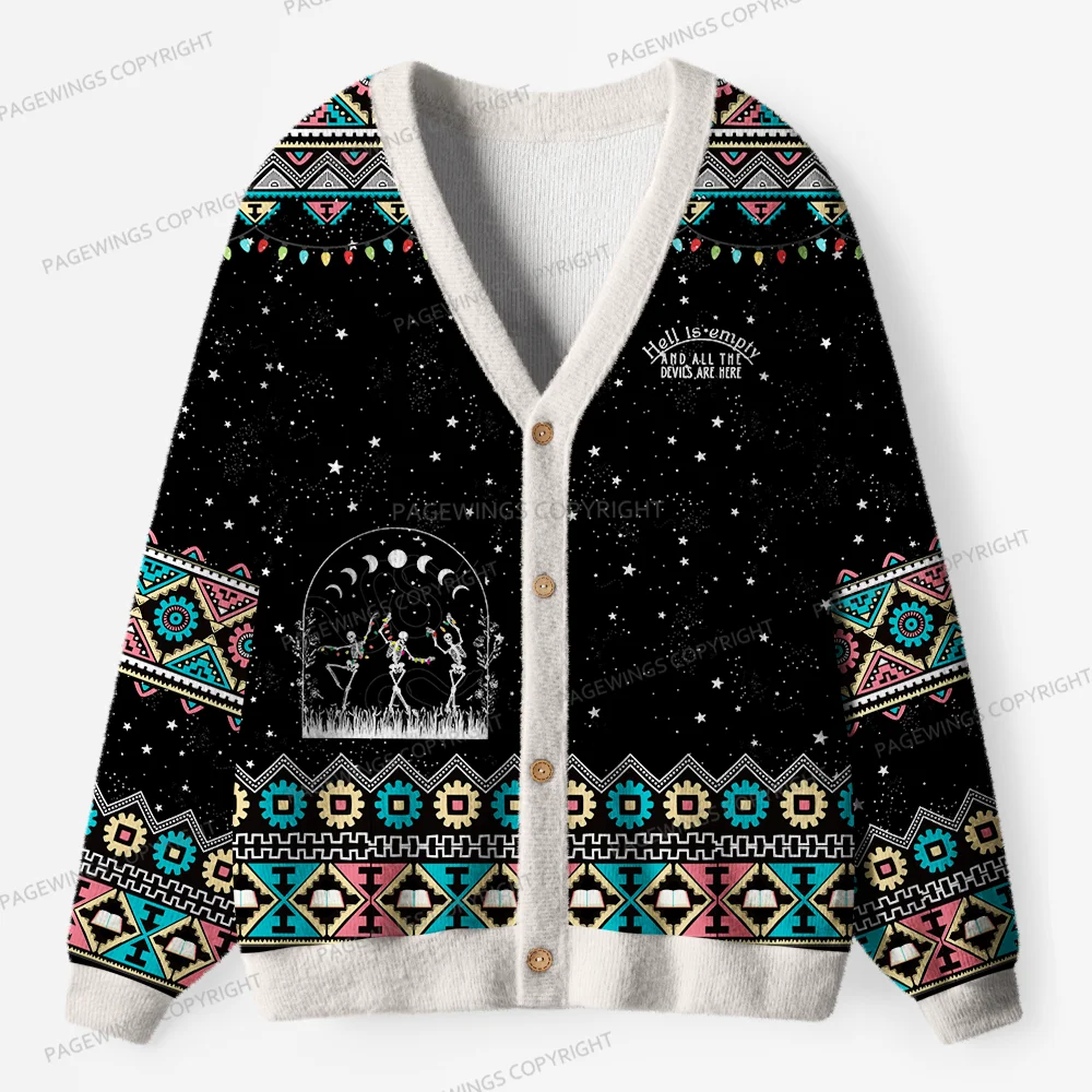 Pagewings Hell Is Empty And All The Devils Are Here Unisex Ugly Cardigan Sweaters