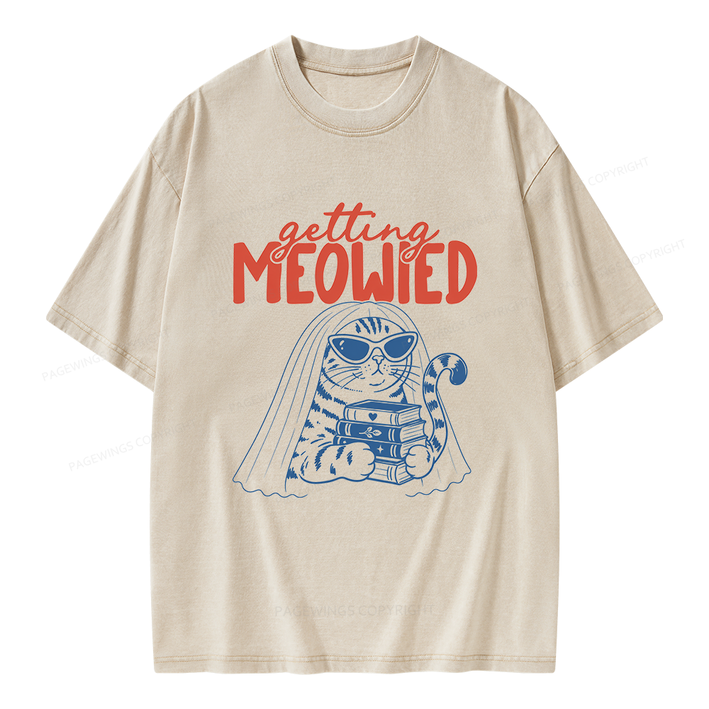 Pagewings Getting Meowied Unisex Washed T-shirt