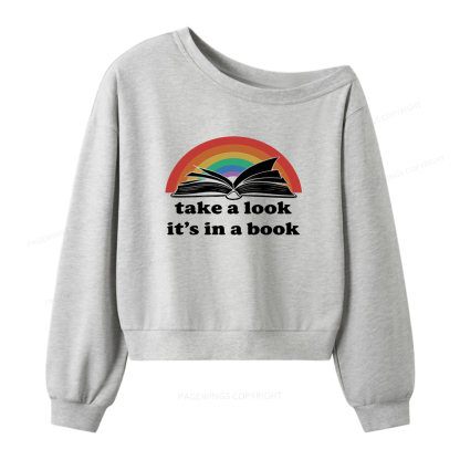 Pagewings Take a look  It’s in a book  Women Off Shoulder Sweatshirt