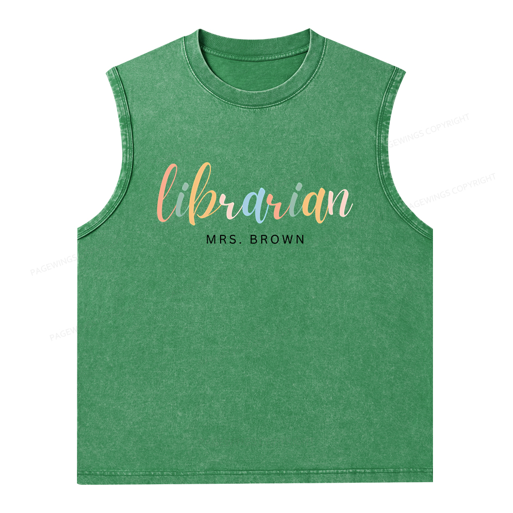 Pagewings Personalized Gift for Librarian Unisex Washed Tank Top