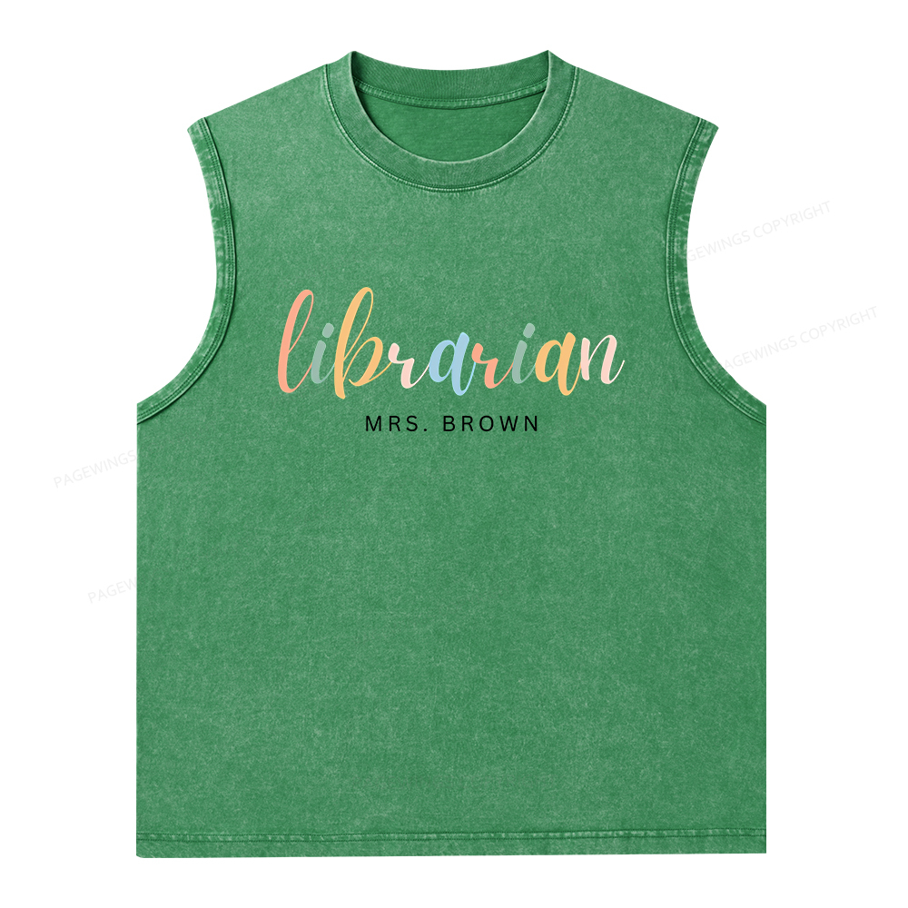 Pagewings Personalized Gift for Librarian Unisex Washed Tank Top