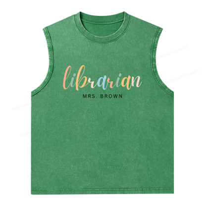 Pagewings Personalized Gift for Librarian Unisex Washed Tank Top