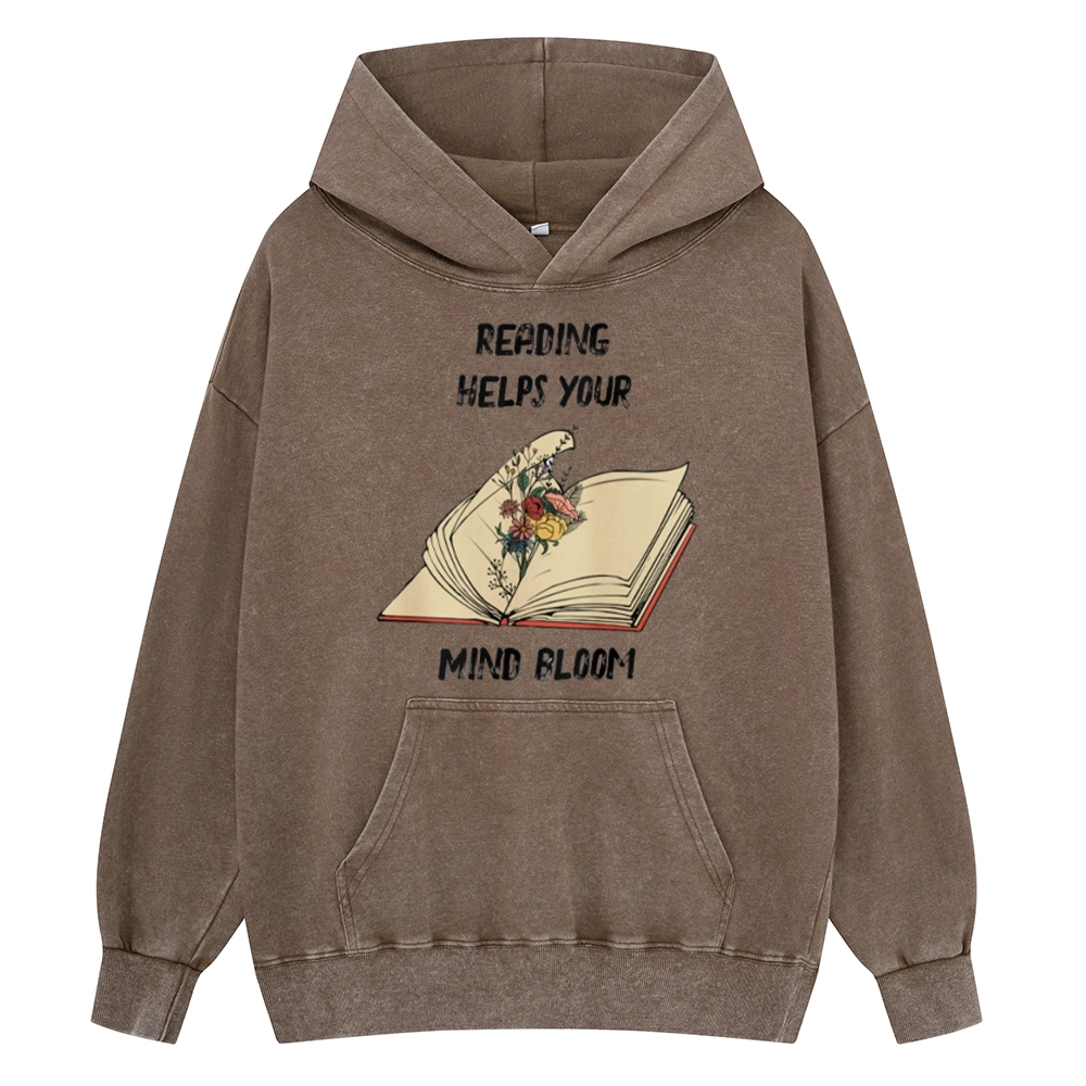 Pagewings Personalised Vintage Reading Book Wild Flowers Unisex Washed Hoodie