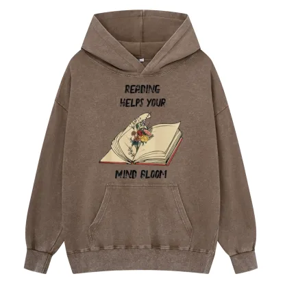 Pagewings Personalised Vintage Reading Book Wild Flowers Unisex Washed Hoodie