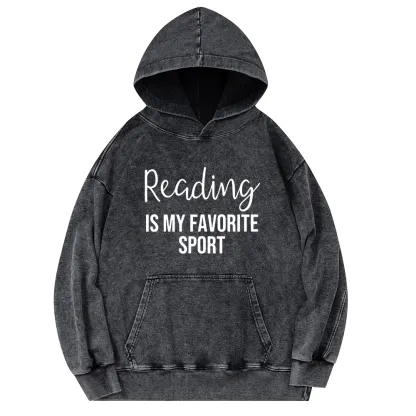 Pagewings Reading is My Favourite Sport Unisex Washed Hoodie