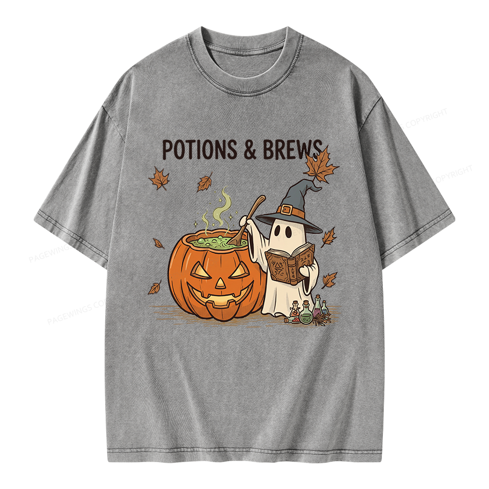 Pagewings Potions and Brews Unisex Washed T-shirt