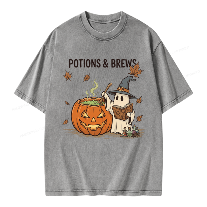 Pagewings Potions and Brews Unisex Washed T-shirt