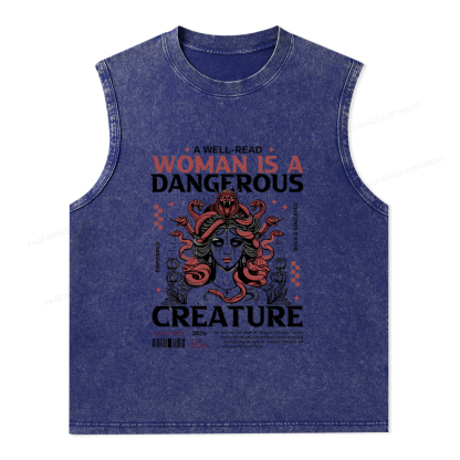 Pagewings A Well-Read Woman is A Dangerous Creature Unisex Washed Tank Top