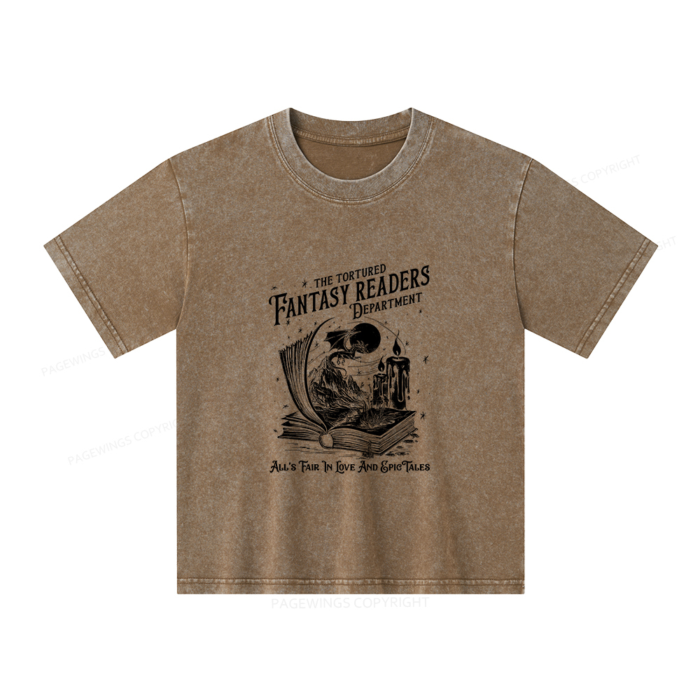 Pagewings The Tortured Fantasy Readers Department Unisex Kids Washed T-shirt