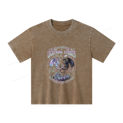 Pagewings Lightning Strikes Unisex Kids Washed T-shirt