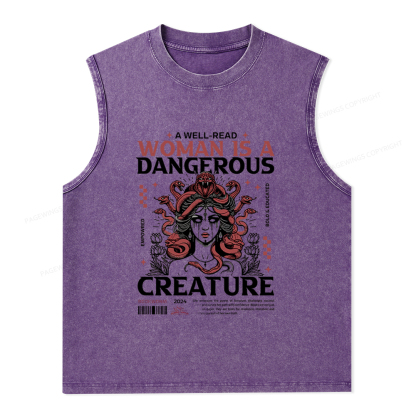 Pagewings A Well-Read Woman is A Dangerous Creature Unisex Washed Tank Top