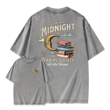 Pagewings Midnight Readers Society Unisex Washed T-shirt