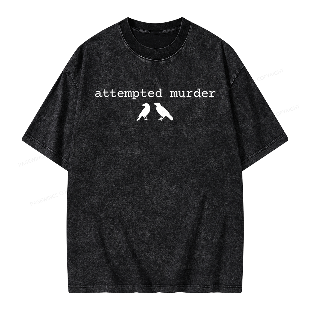Pagewings Attempted Murder Crow Unisex Washed T-shirt