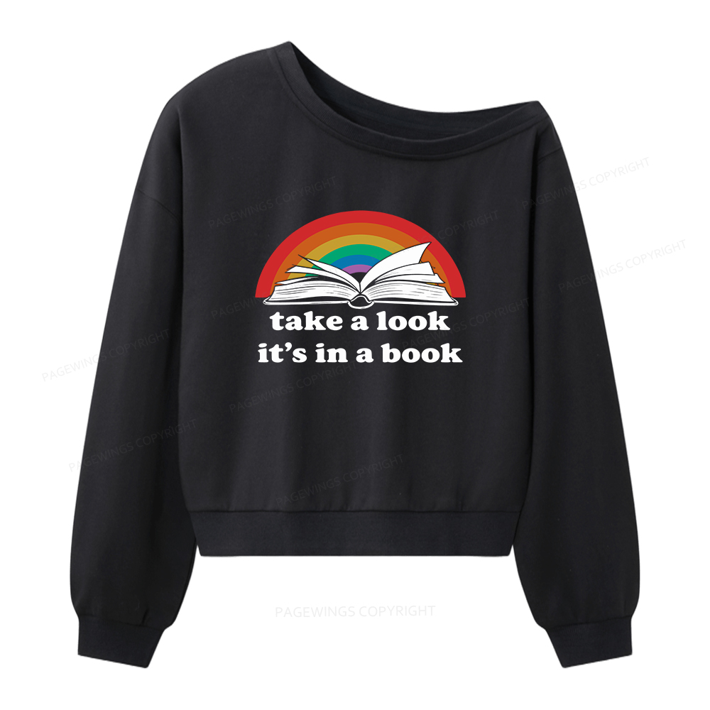 Pagewings Take a look  It’s in a book  Women Off Shoulder Sweatshirt