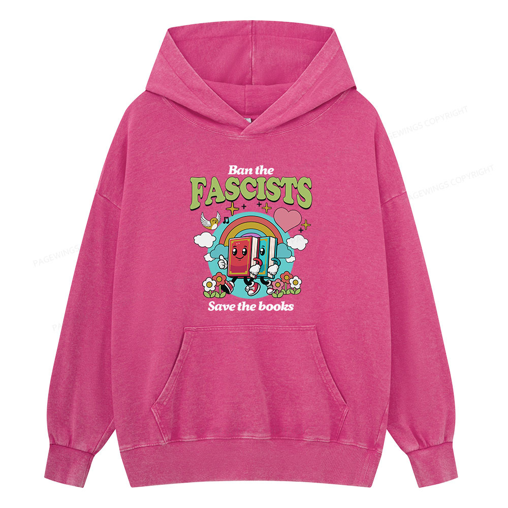 Pagewing Ban the Fascists Save the Books Unisex Washed Hoodie