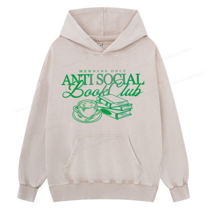 Pagewings Anti Social Book Club Unisex Washed Hoodie