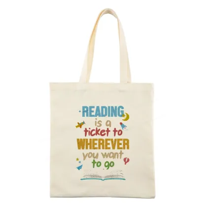 Pagewings Reading Is A Ticket Tote Bag