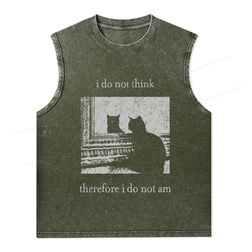 Pagewings I Do Not Think Therefore I Do Not Am Unisex Washed Tank Top
