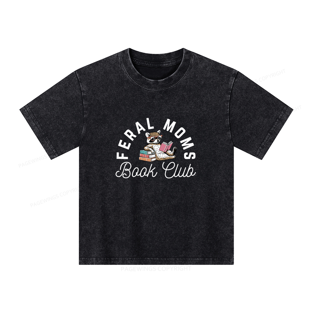 Pagewings Feral Moms Book Club Unisex Kids Washed T-shirt