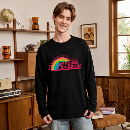 Pagewings Reading With Rainbow Unisex Lightweight Long Sleeve T-Shirt