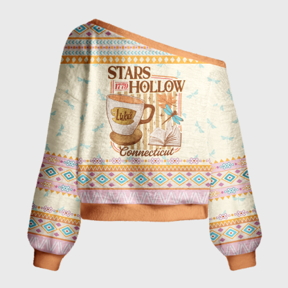 Pagewings Bookish Vibe Off Shoulder Ugly Knit Sweater