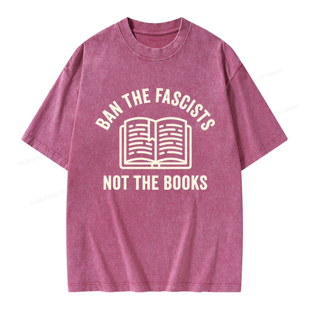 Pagewings Ban Fascists Not Books Unisex Washed T-shirt