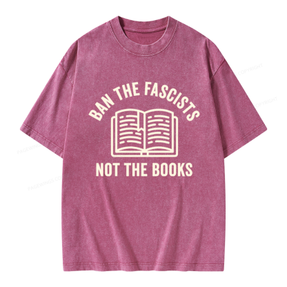 Pagewings Ban Fascists Not Books Unisex Washed T-shirt