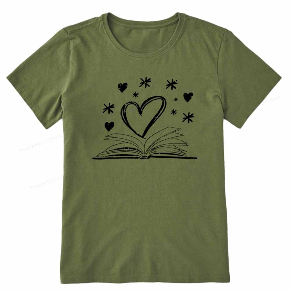Pagewings Bookworm Librarian Valentines Day Book T-Shirt Unisex Classic T-shirt