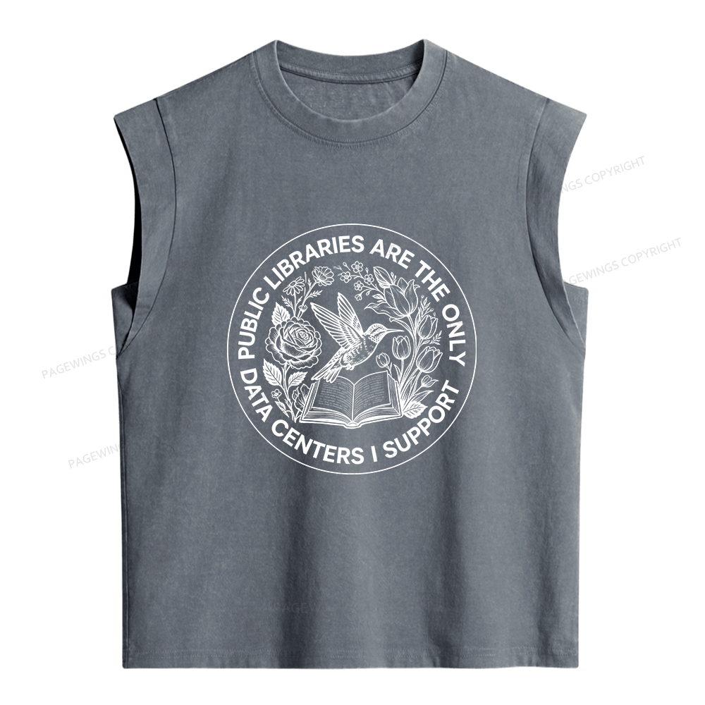 Pagewing Public Libraries I Support Women's Washed Tank Top