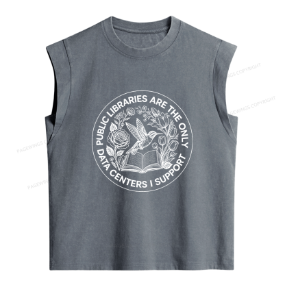 Pagewing Public Libraries I Support Women's Washed Tank Top