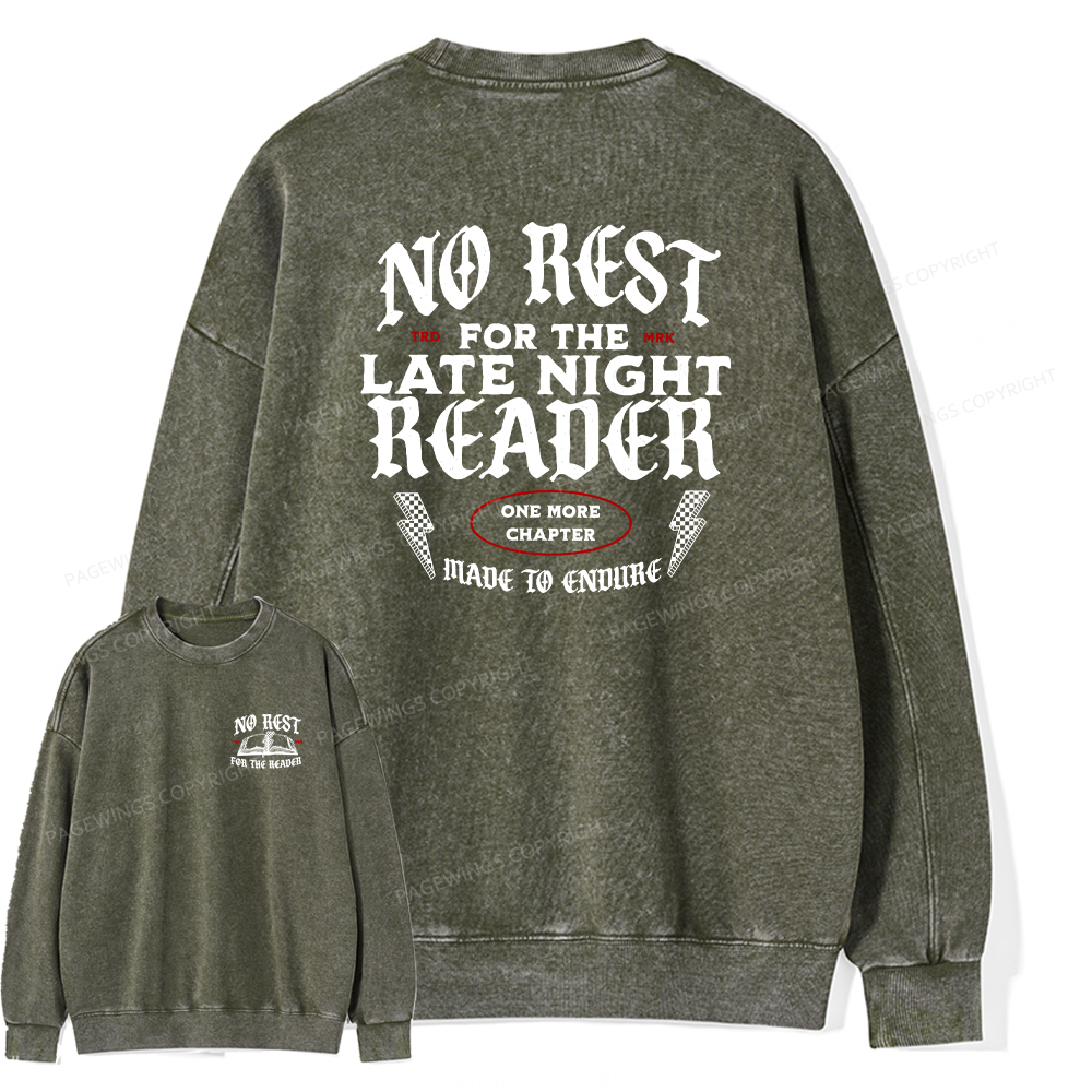 Pagewings No Rest For The Late Night Reader Unisex Washed Sweatshirt
