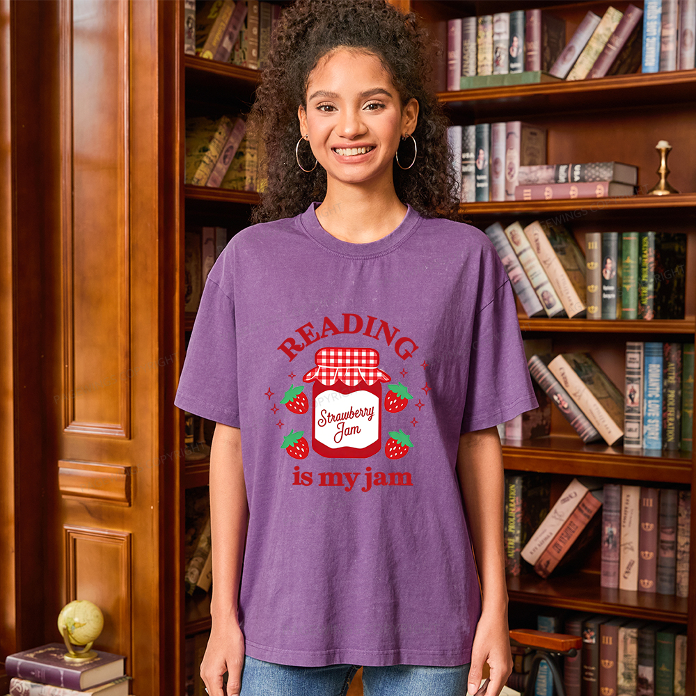 Pagewings Valentines Day Reading is My Jam Unisex Washed T-shirt