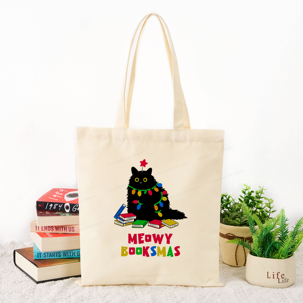Pagewings Meowy Booksmas Tote Bag