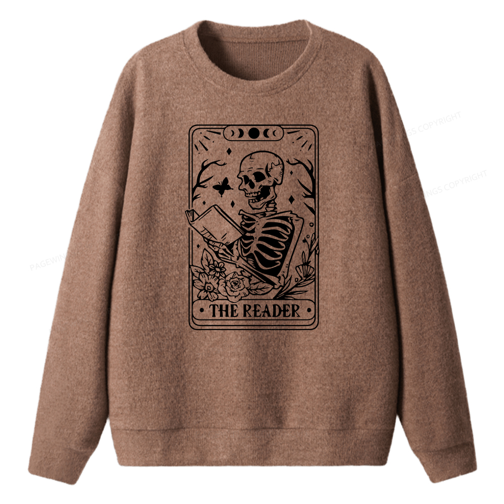 Pagewings Halloween The Reader Tarot Card Unisex Knit Sweatshirt