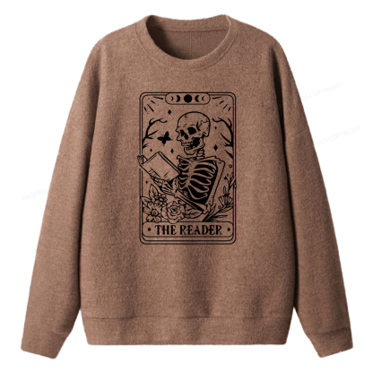 Pagewings Halloween The Reader Tarot Card Unisex Knit Sweatshirt