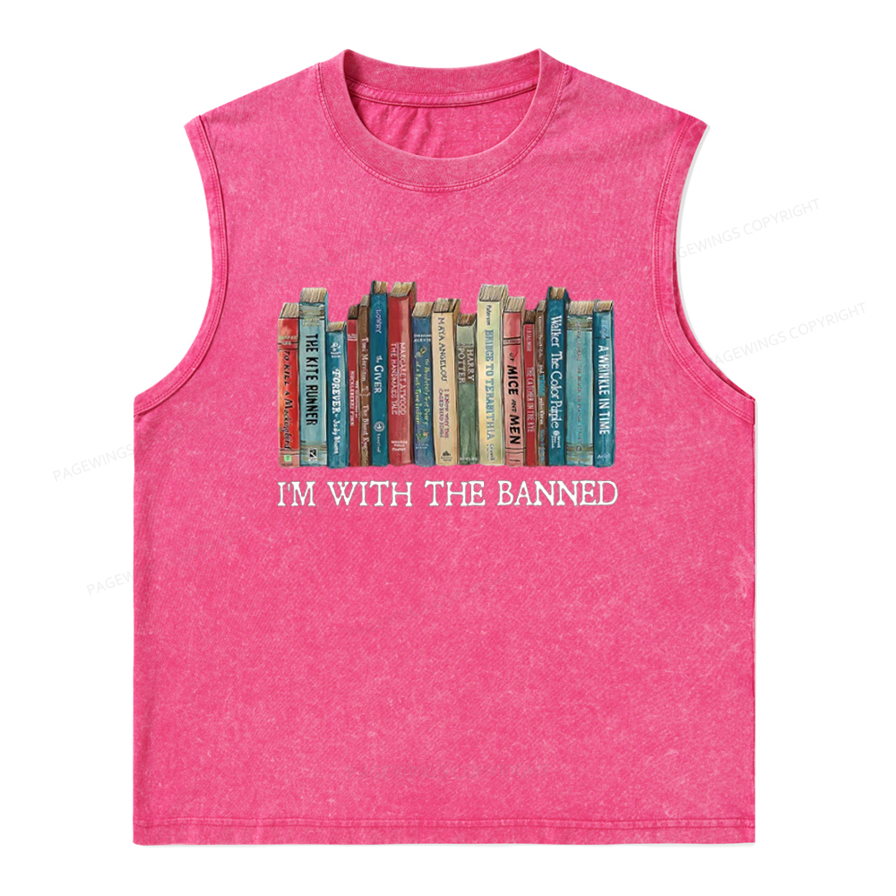 Pagewings I'm With The Banned Unisex Washed Tank Top