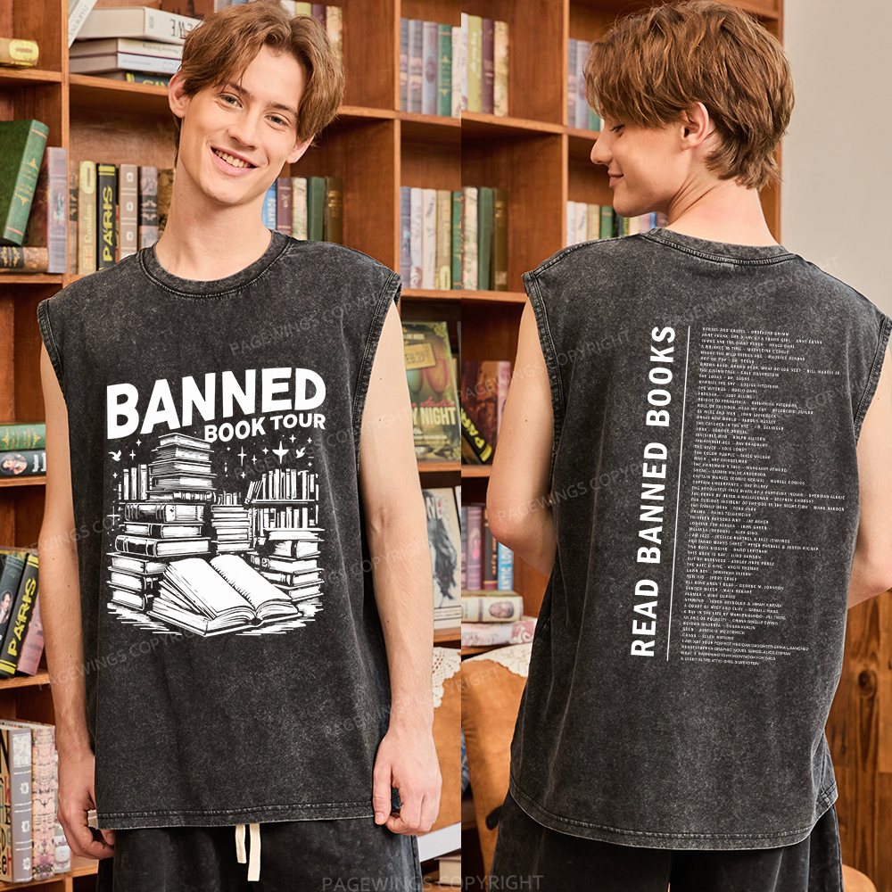 Pagewings Banned Books Tour Unisex Washed Tank Top
