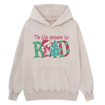 Pagewings Christmas Reading Unisex Washed Hoodie