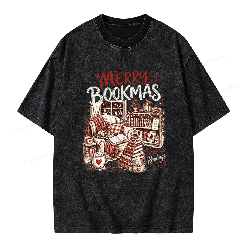 Pagewings Merry Bookmas Unisex Washed T-shirt