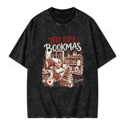 Pagewings Merry Bookmas Unisex Washed T-shirt