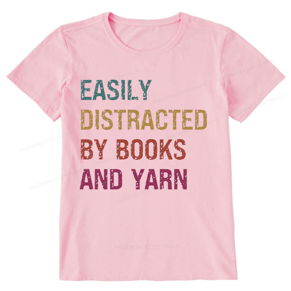 Pagewing Easily Distracted By Books And Yarn Unisex Classic T-shirt