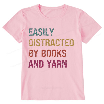 Pagewing Easily Distracted By Books And Yarn Unisex Classic T-shirt