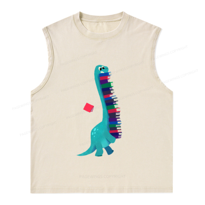 Pagewings Book Dinosaurs Unisex Washed Tank Top